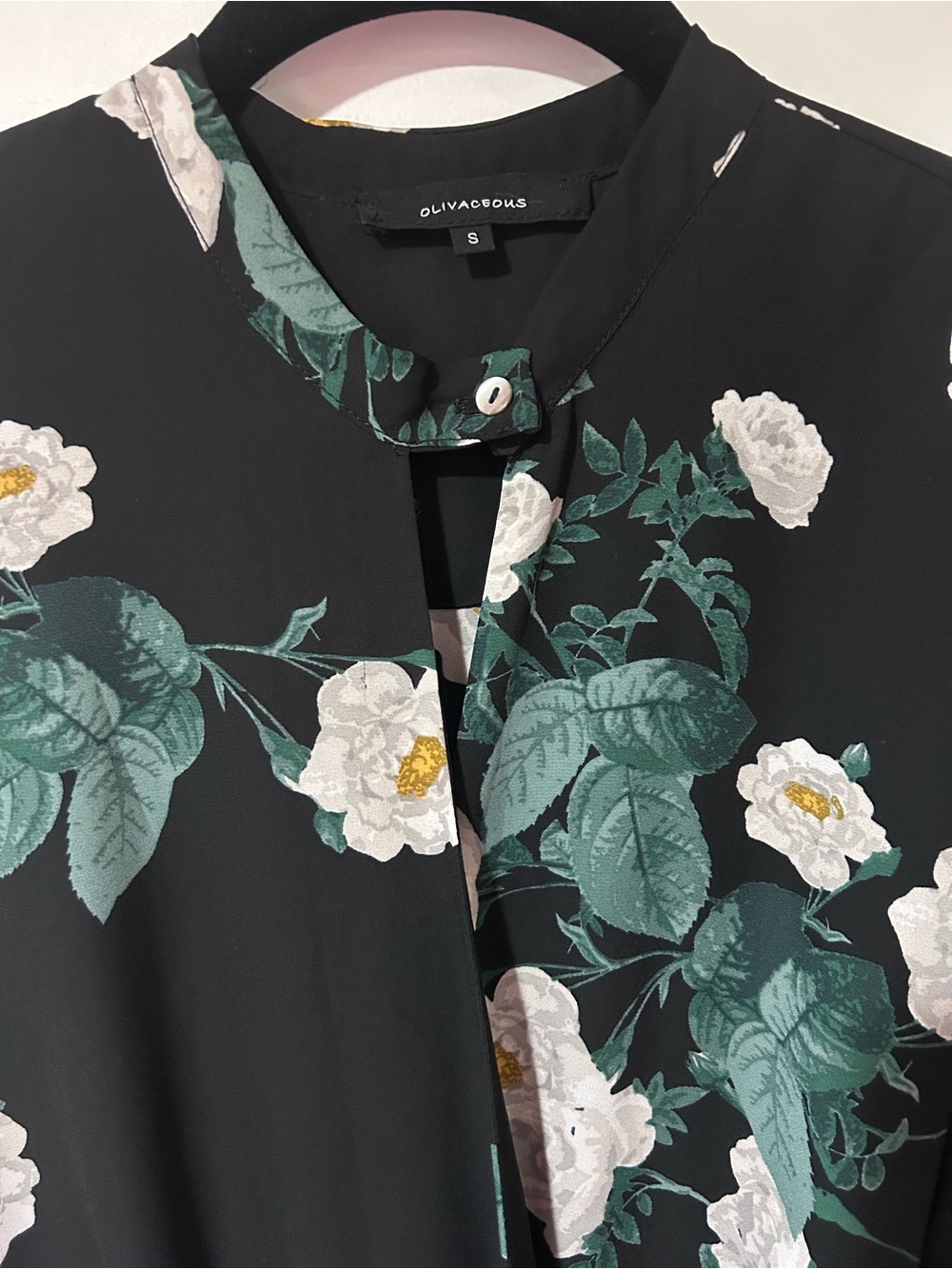 Olivaceous Black Floral Long-Sleeve Romper - Picture 3 of 7